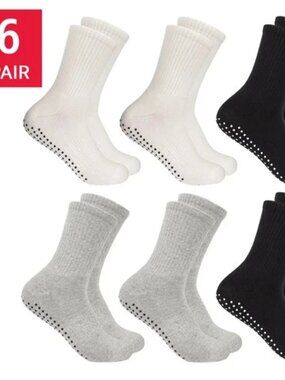 Bala Women's Studio Grip Socks 6-Pack- Non-Slip Pilates -Yoga -Multi/ White- New